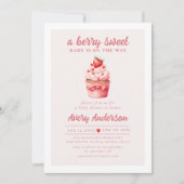 Invitation Baby shower Berry Sweet Pink Cupcake Hearts (Devant)