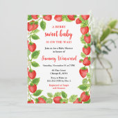 Invitation Baby shower Berry Sweet Strawberries (Debout devant)