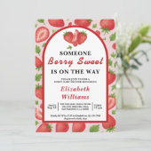Invitation Baby shower Berry Sweet Strawberry (Debout devant)