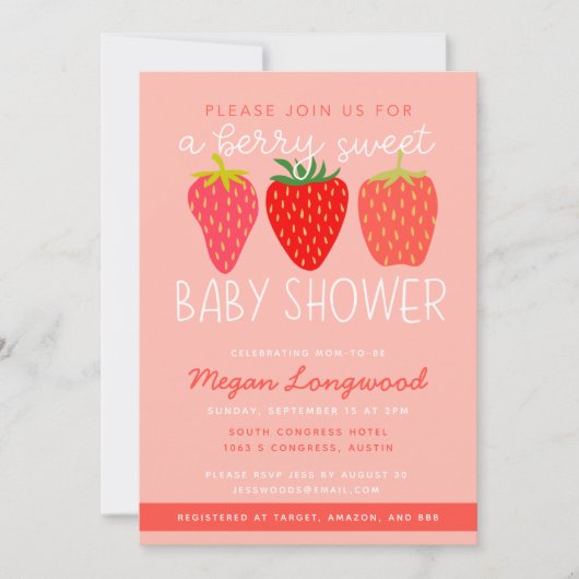 Invitation Baby shower Berry Sweet Strawberry (Devant)