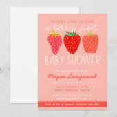 Invitation Baby shower Berry Sweet Strawberry (Devant / Derrière)