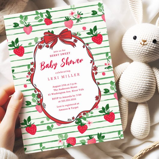 Invitation Baby shower Berry Sweet Strawberry