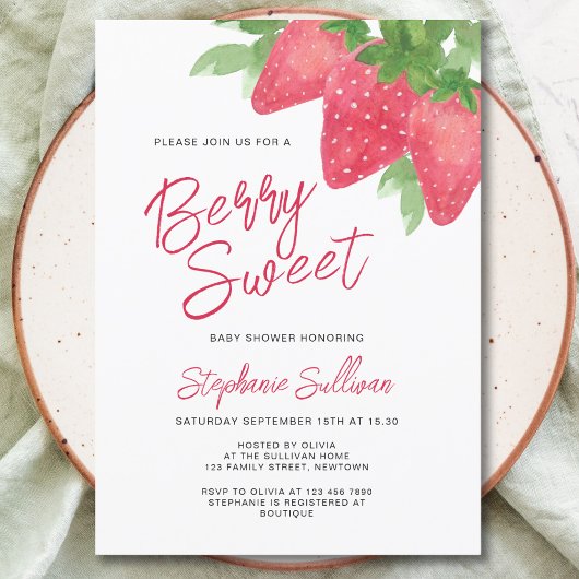 Invitation Baby shower Berry Sweet Strawberry