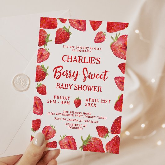 Invitation Baby shower Berry Sweet Strawberry