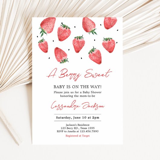 Invitation Baby shower Berry Sweet Strawberry