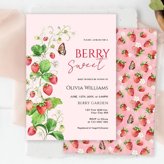 Invitation Baby shower Berry Sweet Strawberry