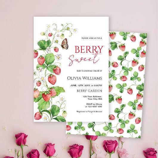 Invitation Baby shower Berry Sweet Strawberry