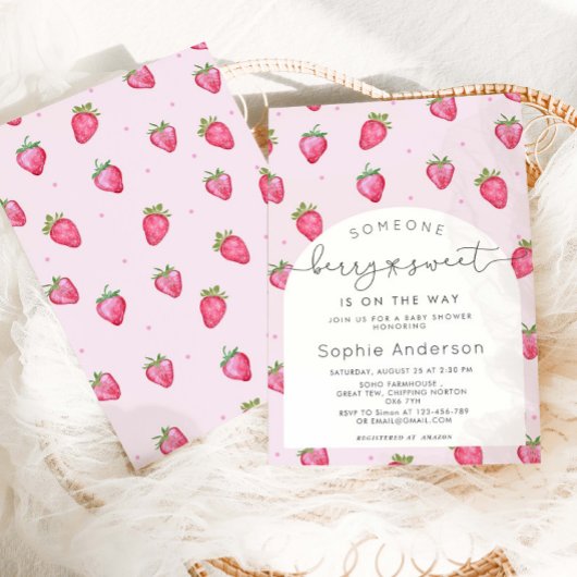 Invitation Baby shower Berry Sweet Strawberry
