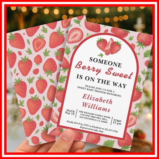 Invitation Baby shower Berry Sweet Strawberry