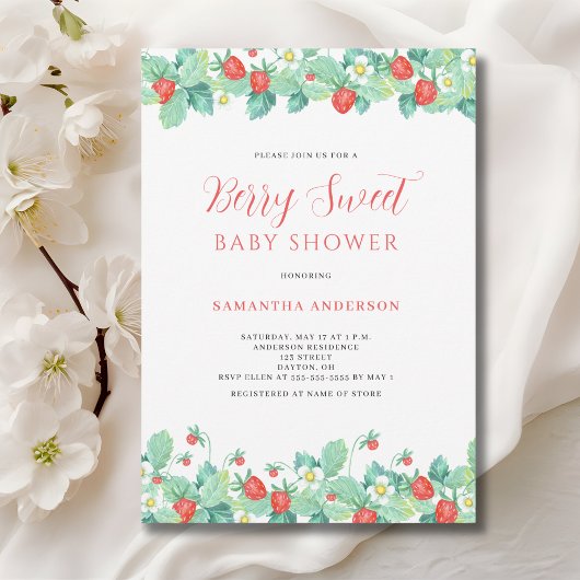 Invitation Baby shower Berry Sweet Strawberry