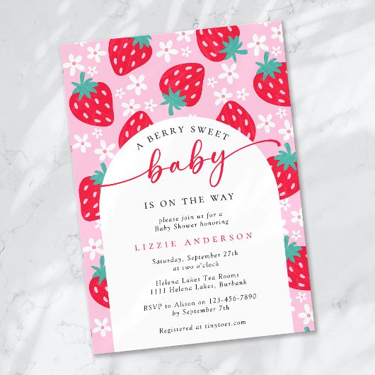 Invitation Baby shower Berry Sweet Strawberry