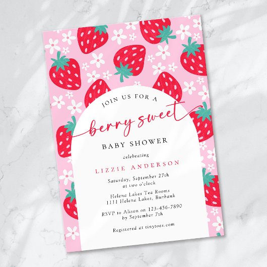 Invitation Baby shower Berry Sweet Strawberry