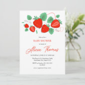 Invitation Baby shower Berry Sweet Strawberry (Debout devant)