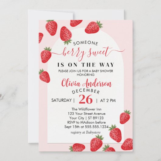 Invitation Baby shower Berry Sweet Strawberry (Devant)