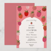 Invitation Baby shower Berry Sweet Strawberry (Devant / Derrière)