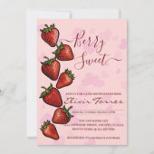 Invitation Baby shower Berry Sweet Strawberry Hearts (Devant)