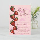 Invitation Baby shower Berry Sweet Strawberry Hearts (Debout devant)