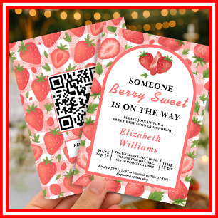 Invitation Baby shower Berry Sweet Strawberry RSVP QR