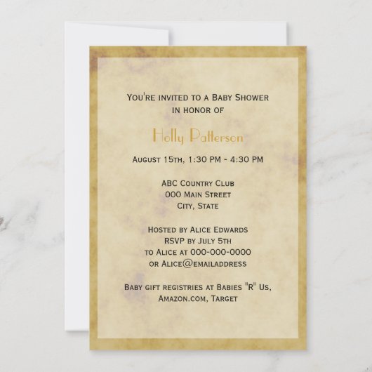 Invitation Baby shower BG V en fer à cheval rustique (Dos)