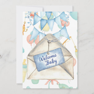Invitation Baby shower Bienvenue bébé pour les amateurs de pê