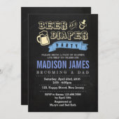 Invitation baby shower. Bière et couche (Devant / Derrière)