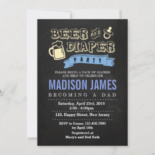 Invitation baby shower. Bière et couche