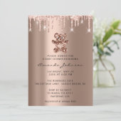 Invitation Baby shower Bière Sucrée Parties scintillant Rose  (Debout devant)