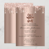 Invitation Baby shower Bière Sucrée Parties scintillant Rose  (Devant / Derrière)