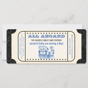 Invitation Baby Shower Billet de Train Vintage
