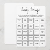 Invitation Baby Shower Bingo Cards, Unique Prefilled Baby Bin (Devant / Derrière)
