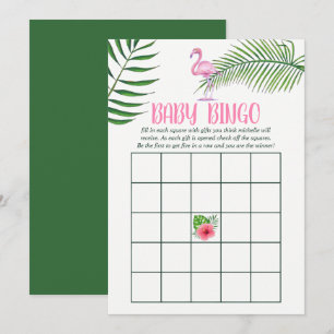 Invitation Baby Shower Bingo Flamingo Tropical Aquarelle