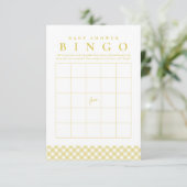 Invitation Baby shower bingo game cute yellow gingham card (Debout devant)