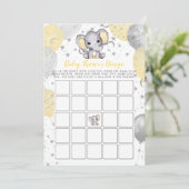 Invitation Baby shower Bingo Jaune Eléphant Jeu (Debout devant)