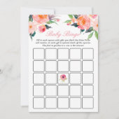 Invitation Baby shower Bingo Jeu Mint Green Stripes Floral (Devant)