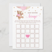 Invitation Baby shower Bingo Jeu Teddy Bear Card (Devant)