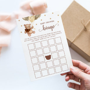 Invitation Baby shower Bingo Jeu Teddy Bear Card
