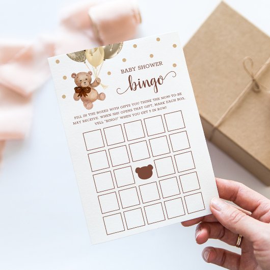 Invitation Baby shower Bingo Jeu Teddy Bear Card