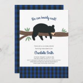 Invitation Baby shower Black Bear Cub (Devant / Derrière)
