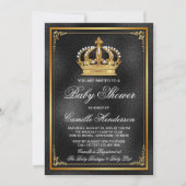 Invitation Baby shower Black Gold Prince (Devant)