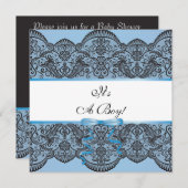 Invitation Baby shower Black Lace Boy (Devant / Derrière)