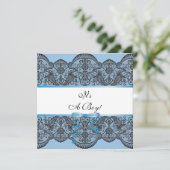 Invitation Baby shower Black Lace Boy (Debout devant)