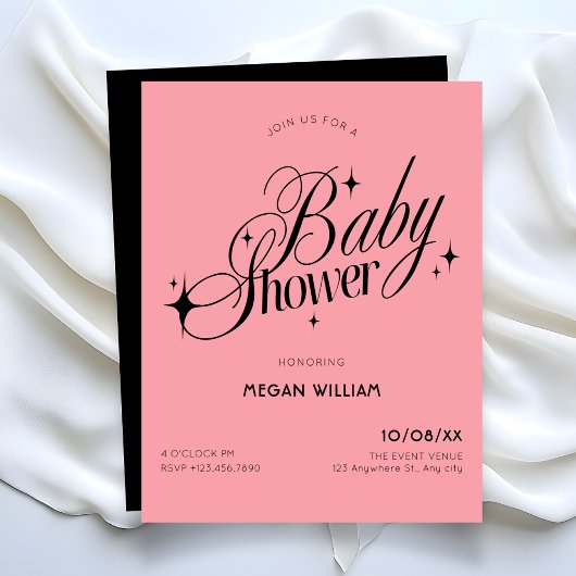 Invitation Baby shower Black Pink