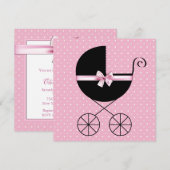 Invitation Baby Shower Black Pink à pois (Devant / Derrière)