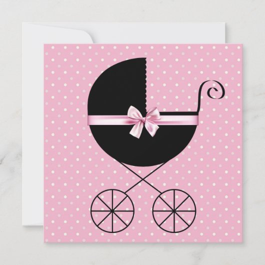 Invitation Baby Shower Black Pink à pois (Devant)