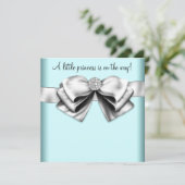 Invitation Baby shower Black Turquoise Blue Princess (Debout devant)