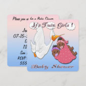 Invitation Baby shower Black Twin Girls (Devant / Derrière)