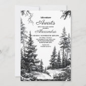 Invitation Baby shower Black White Adventure Mountain (Devant)