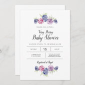 Invitation Baby shower Blackberry | Baies d'aquarelle (Devant / Derrière)