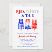 Invitation baby shower blanc 4 juillet rouge (Devant)