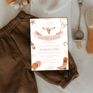 Invitation Baby shower blanc blanc rose neutre